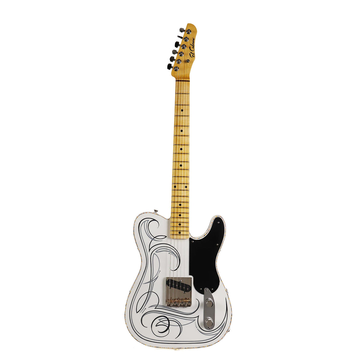 El Cabron Guitars 'White and Black Pinstripe Custom' — 3