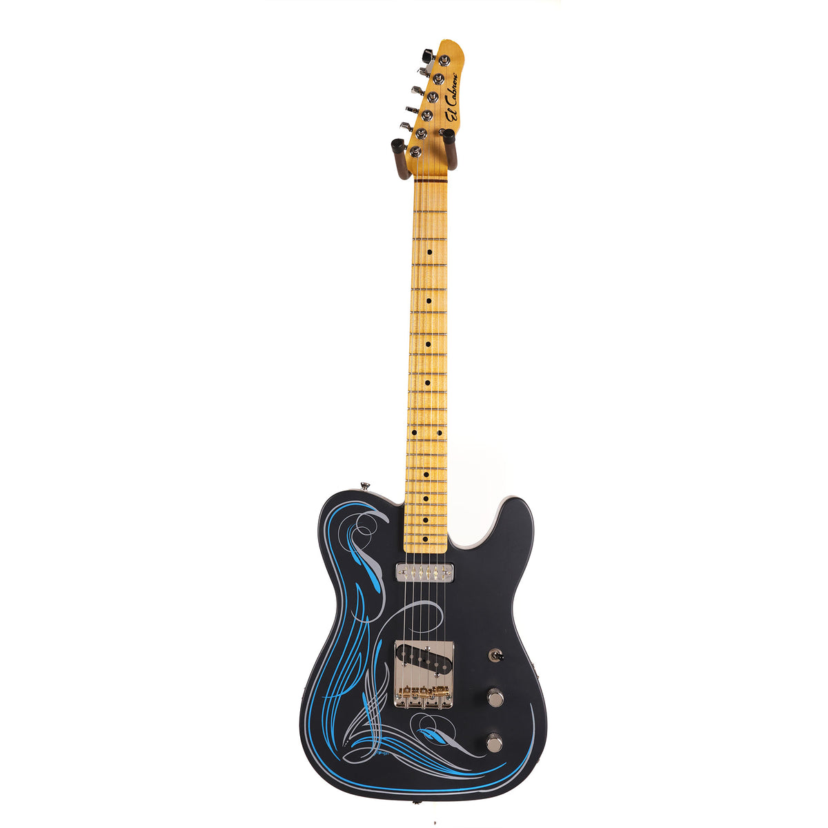 El Cabron Guitars Charcoal Frost 'Blue Pinstripe Custom' — 3