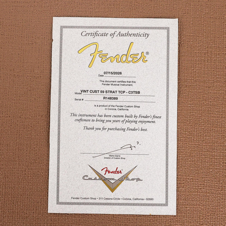 Fender Custom Shop Vintage Custom 1959 Stratocaster Chocolate 3-Tone Sunburst Flash Coat