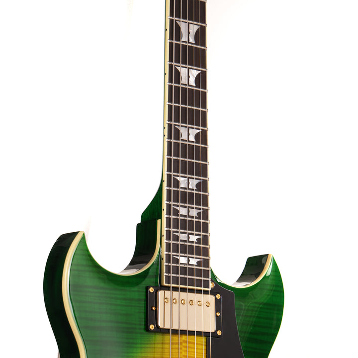 Woodrite Warlord Standard Guitar Iguana Burst Flame Top