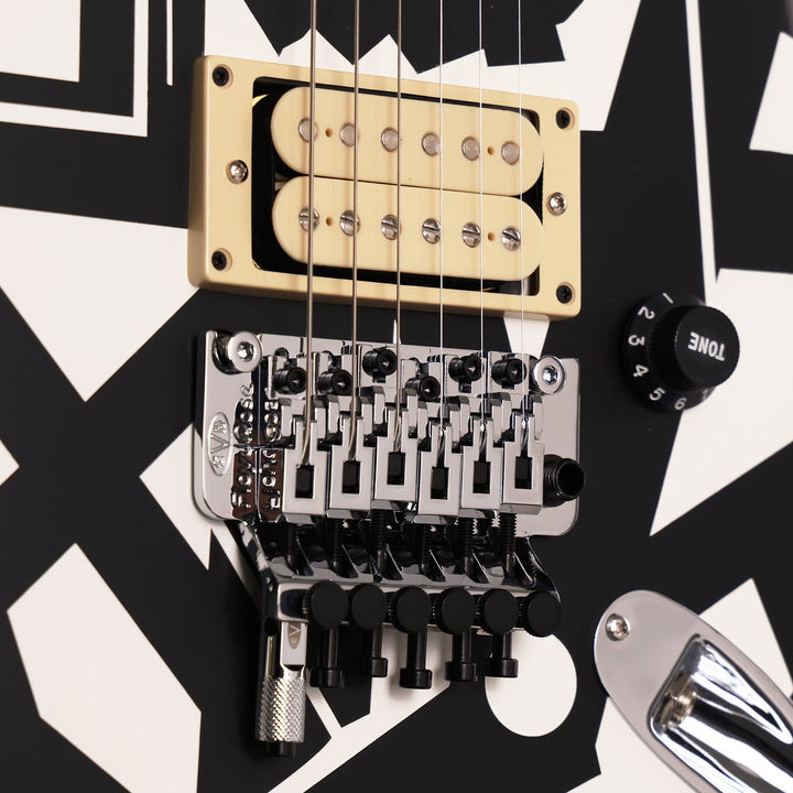 EVH Striped Series Shapes Guitar White and Black