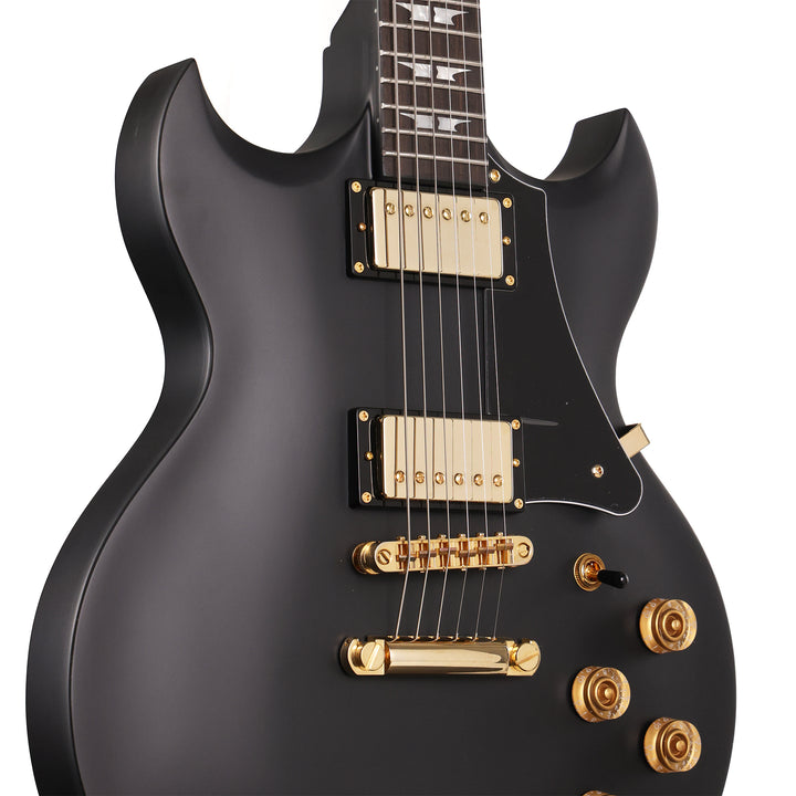 Woodrite Warlord Standard Guitar Satin Black and Gold Hardware