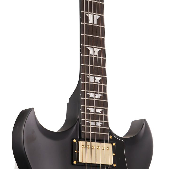 Woodrite Warlord Standard Guitar Satin Black and Gold Hardware