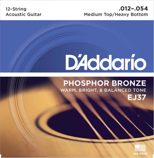 D'Addario Phosphor Bronze 12-String Acoustic Strings (Medium/Heavy 12-54)
