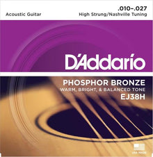 D'Addario Phosphor Bronze Acoustic Strings (High Strung Nashville 10-27)