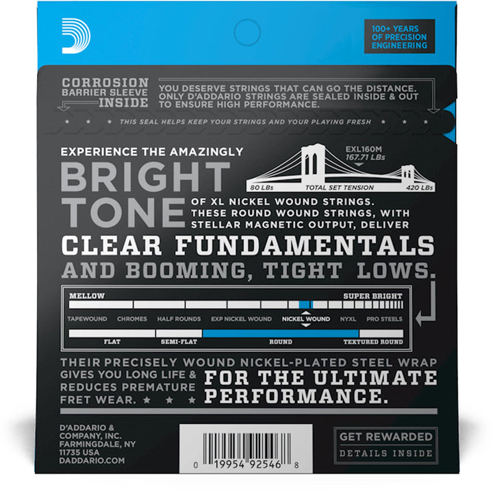 D'Addario EXL160M Nickel Wound Bass Strings 50-105