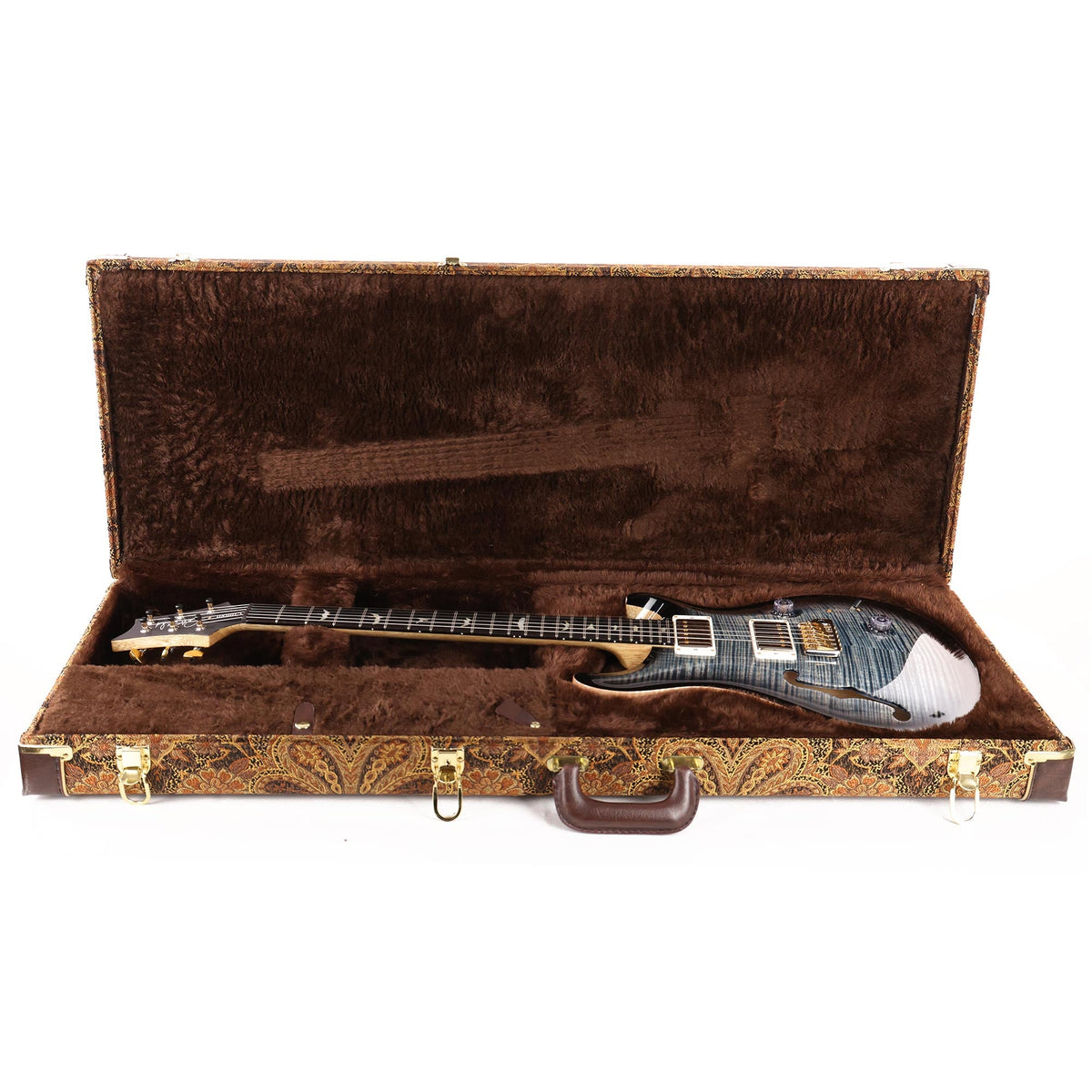 PRS Custom 24 Semi-Hollow Wood Library 10-Top Flame Maple and Korina Faded Whale Blue Smokeburst 2021 — 10