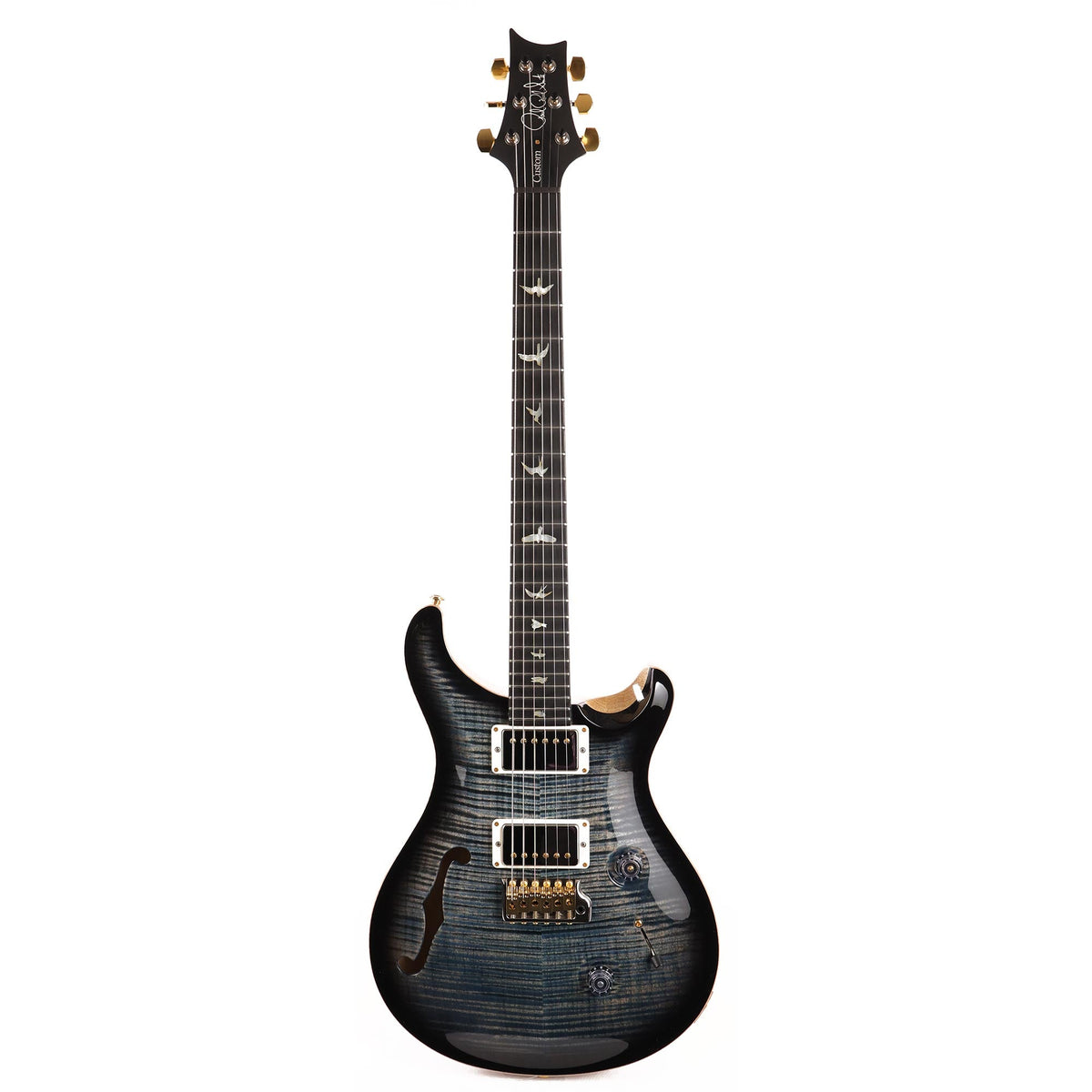 PRS Custom 24 Semi-Hollow Wood Library 10-Top Flame Maple and Korina Faded Whale Blue Smokeburst 2021 — 2