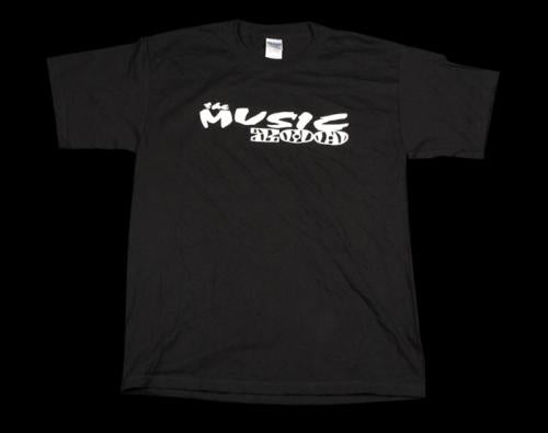 The Music Zoo Classic Logo White on Black T-Shirt (Youth Medium)