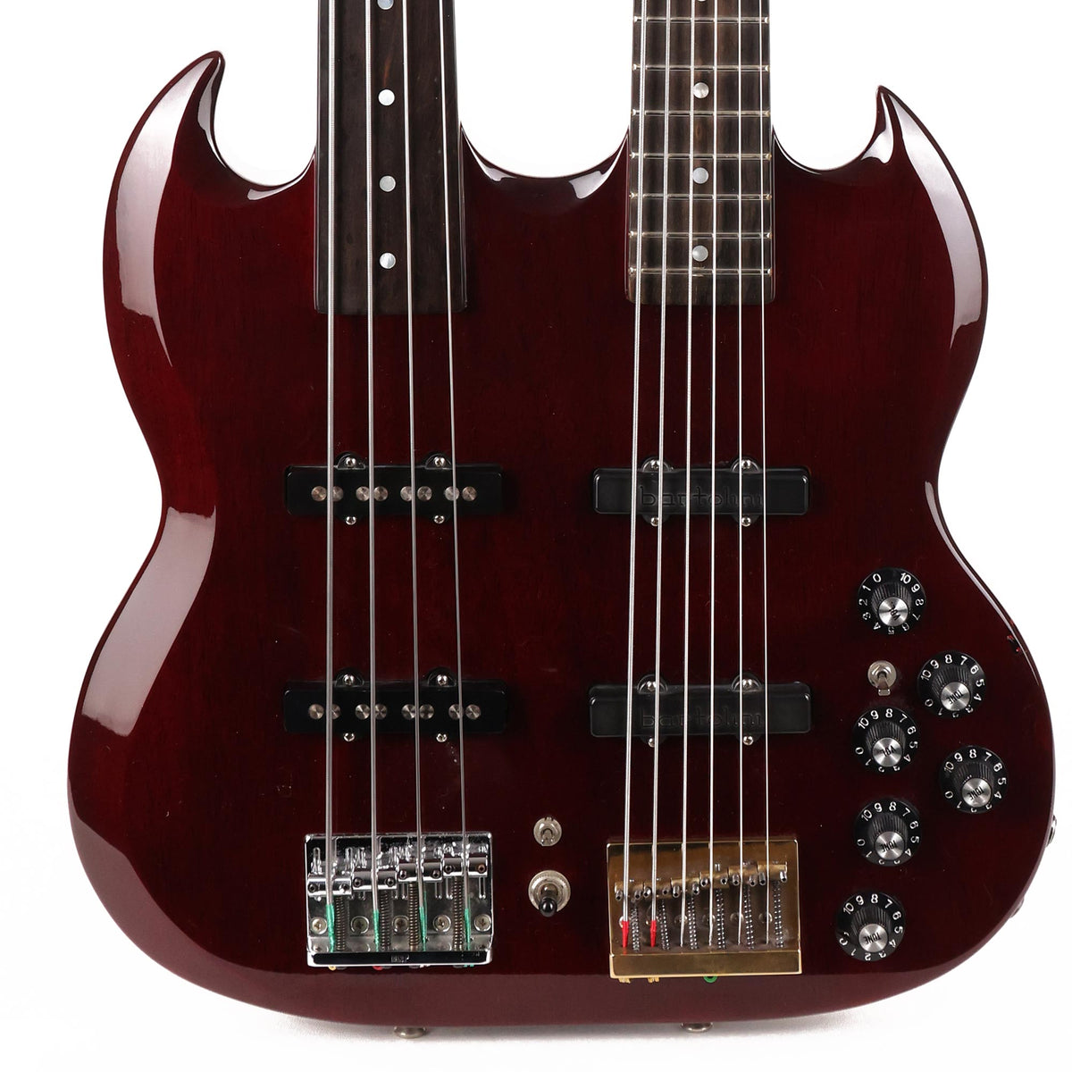 Navigator Double Neck Bass VI and Fretless 4-String Bass — 1