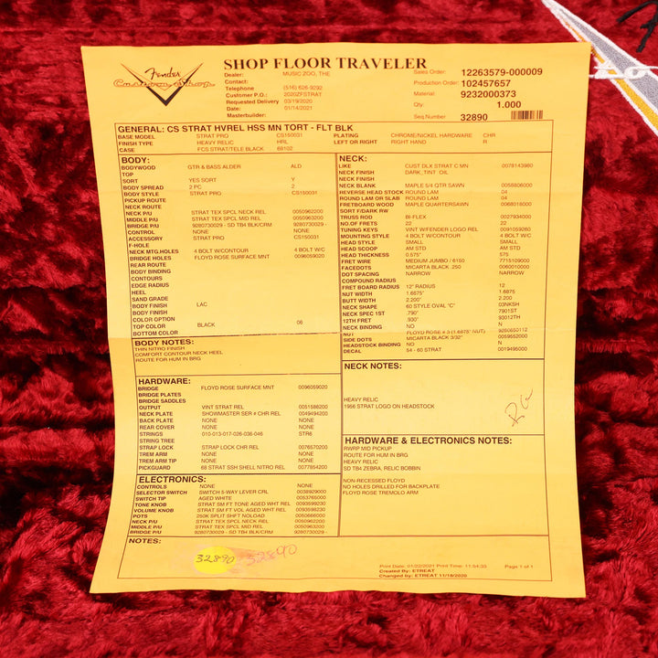 Fender Custom Shop ZF Stratocaster Guitar Heavy Relic Black 2021