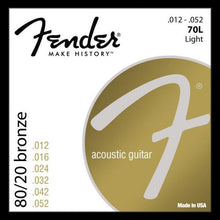 Fender 70L 80/20 Bronze Wound Acoustic Strings (Light 12-52)