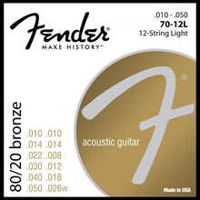 Fender 70-12L 80/20 Bronze Wound Acoustic Strings (10-50)