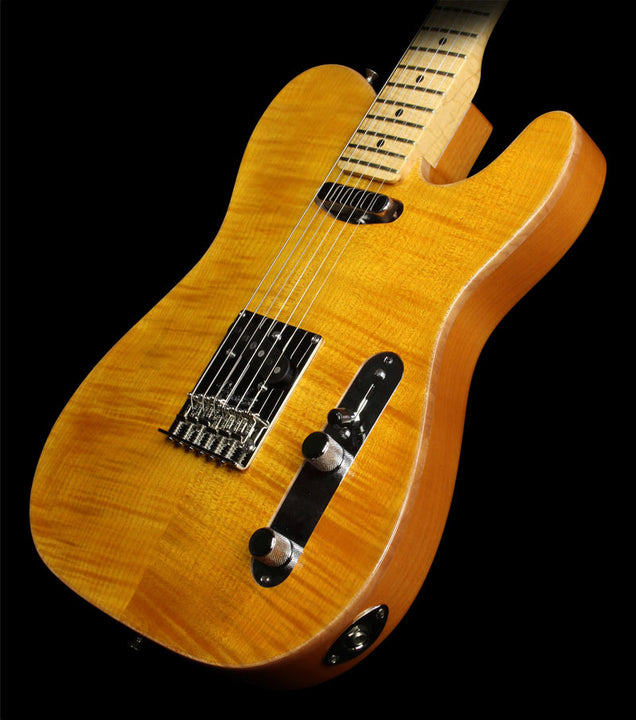Used Fender Select Carved Maple Top Telecaster Electric Guitar Amber