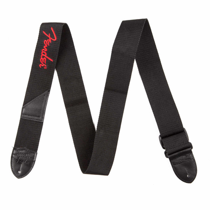 Fender Nylon Guitar Strap with Red Logo (Black)