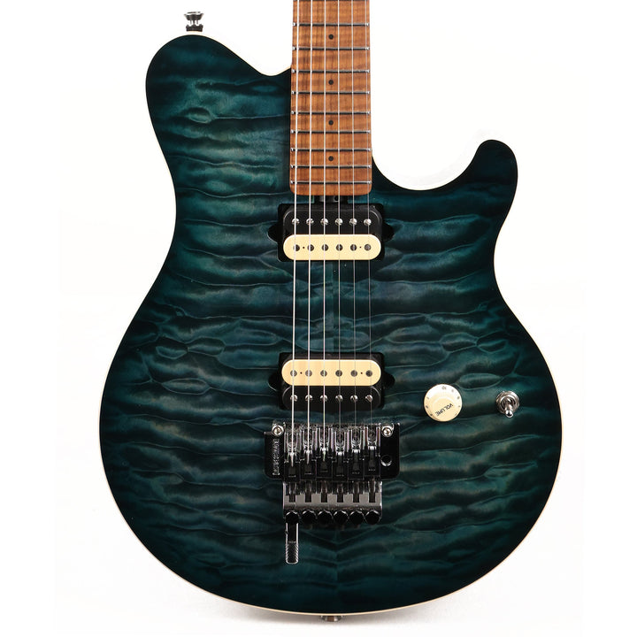 Ernie Ball Music Man Axis Yucatan Blue Quilt Top 2021