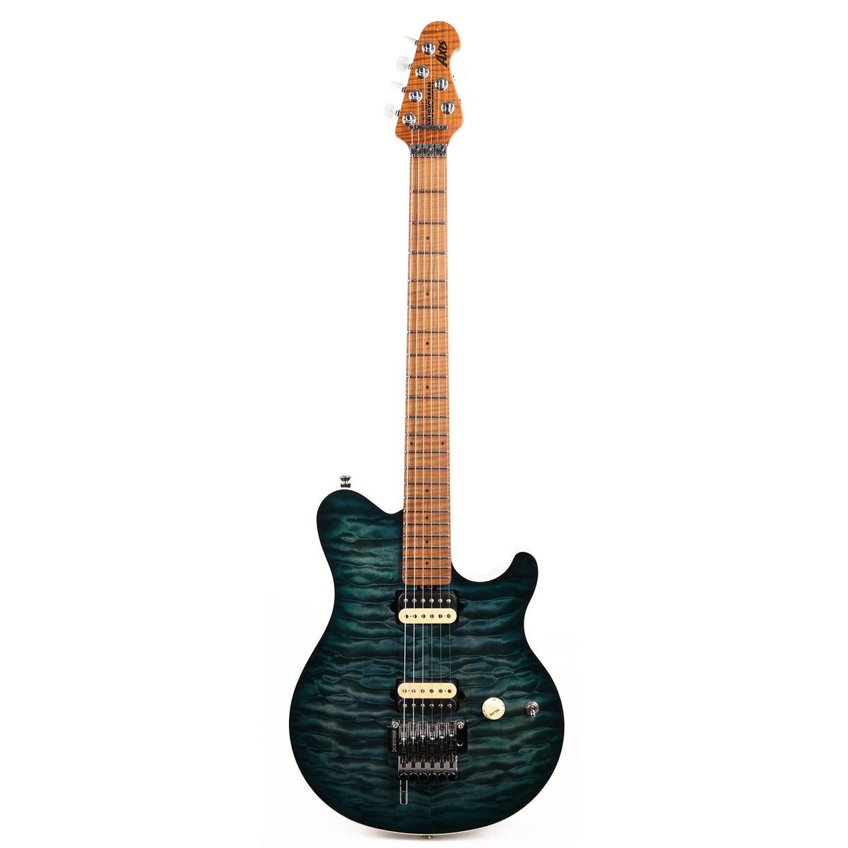 Ernie Ball Music Man Axis Yucatan Blue Quilt Top 2021 — 2