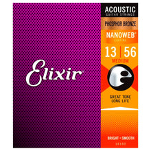 Elixir Nanoweb Acoustic Guitar Strings Phosphor Bronze Medium 13-56