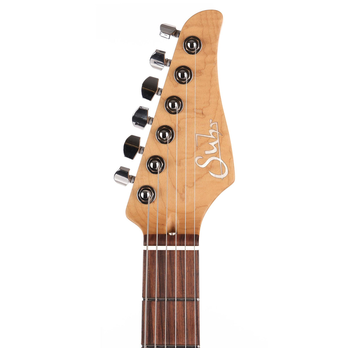 Suhr Modern Quilt Top Roasted Flame Maple Neck Trans Green Satin Used — 4