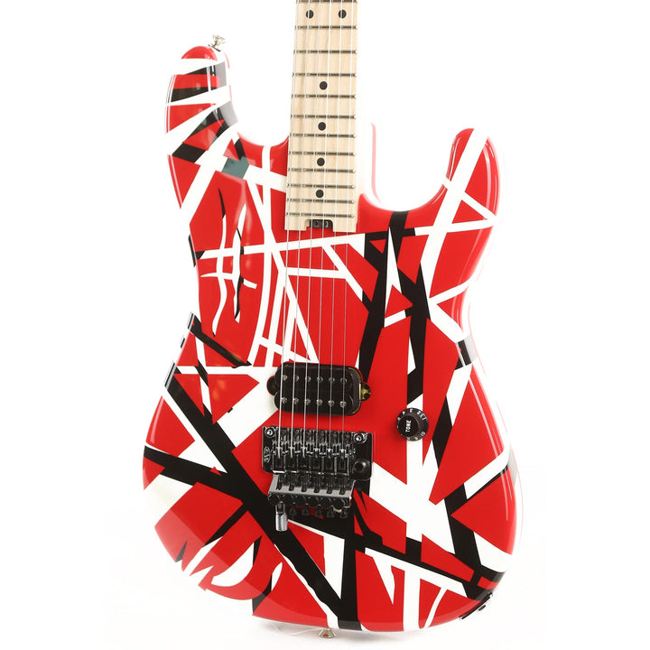 EVH Striped Series Electric Guitar Red with Black and White Stripes Used
