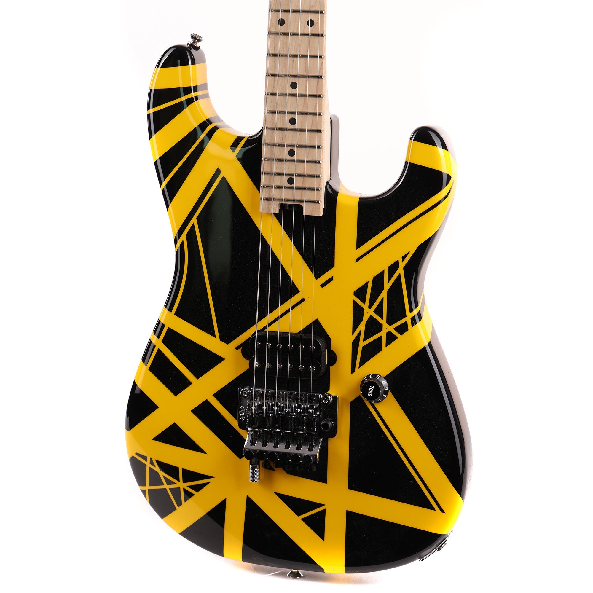 EVH Striped Series Electric Guitar Black with Yellow Stripes | The