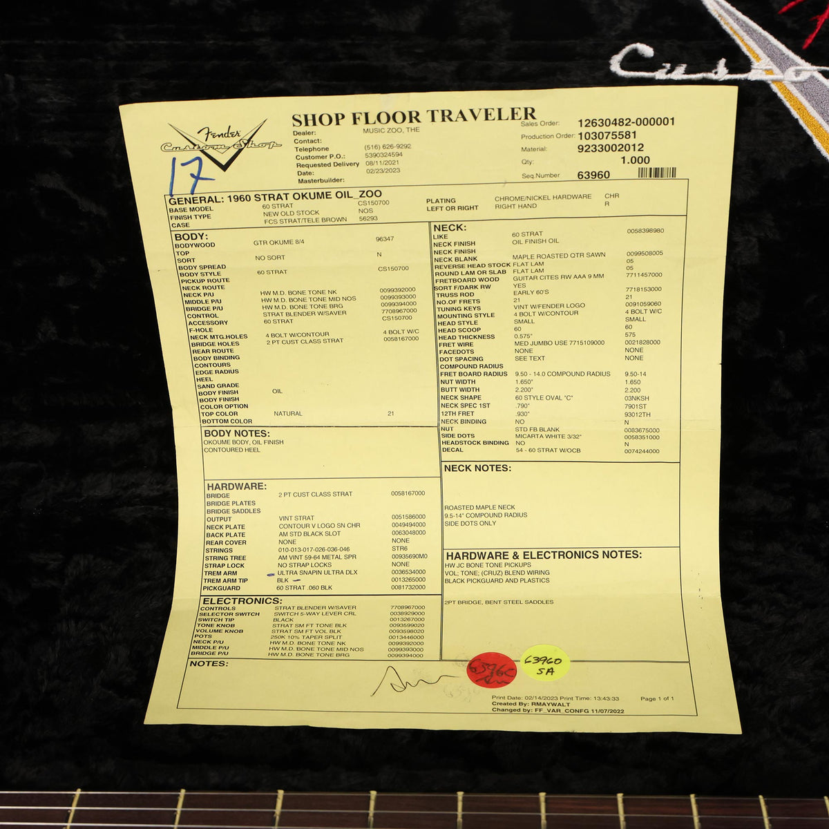 Fender Custom Shop '60 Okoume Stratocaster Natural Oil 2023 — 8