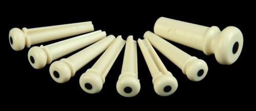 Martin Bridge/End Pin Set (White with Black Inlays)