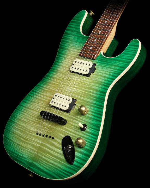 Used Charvel Custom Shop San Dimas Flat Top Flame Maple Top Electric Guitar Lime Drop