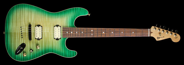 Used Charvel Custom Shop San Dimas Flat Top Flame Maple Top Electric Guitar Lime Drop