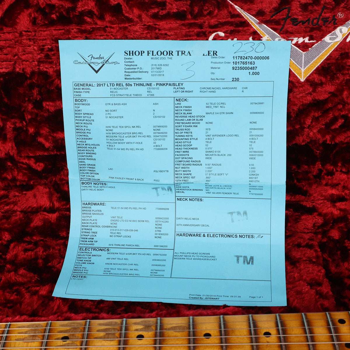 Fender Custom Shop Limited Edition 50s Telecaster Thinline Pink Paisley Relic 2018 — 11