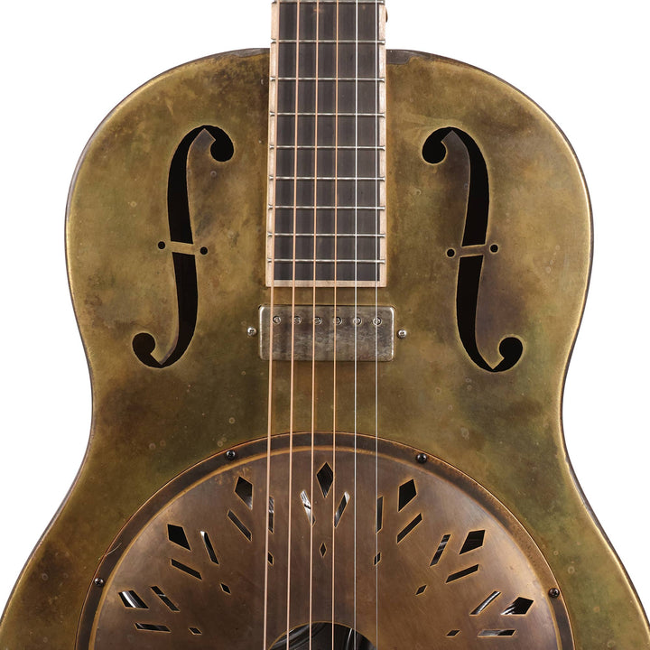 Mule Resophonic Tricone Brass Resonator Guitar Used