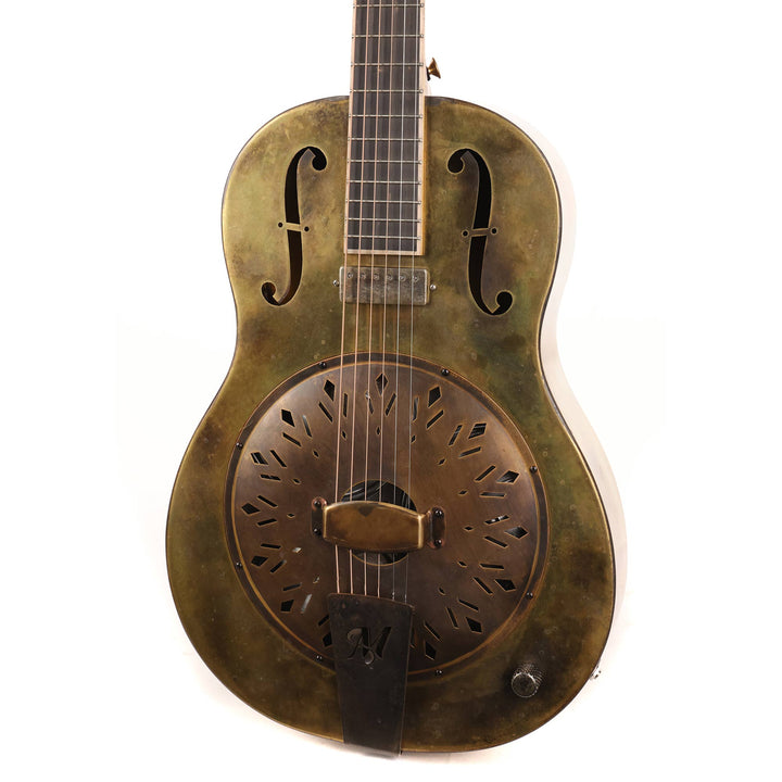 Mule Resophonic Tricone Brass Resonator Guitar Used