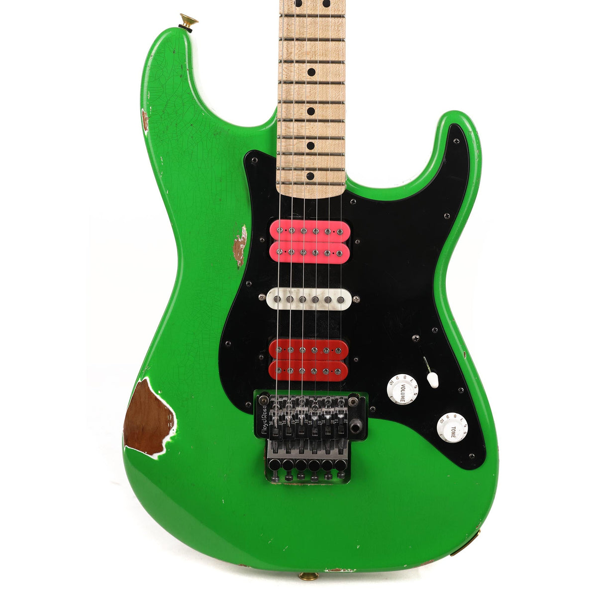 Charvel Custom Shop So Cal HSH Masterbuilt Nitro Aged Slime Green Black Pickguard 2022 — 1