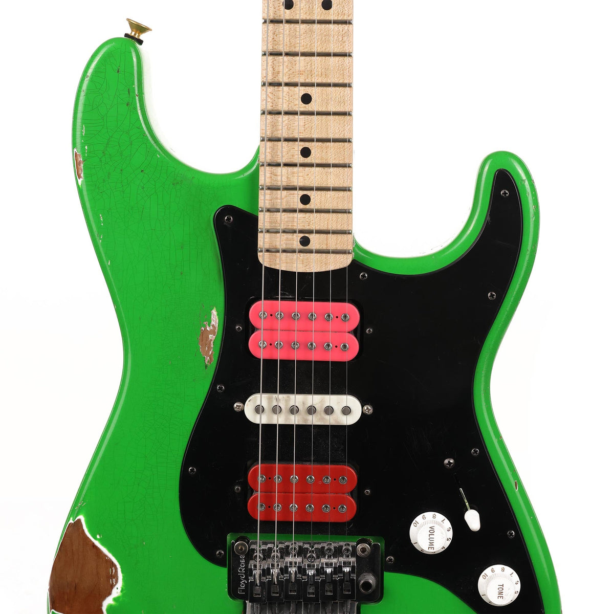 Charvel Custom Shop So Cal HSH Masterbuilt Nitro Aged Slime Green Black Pickguard 2022 — 6