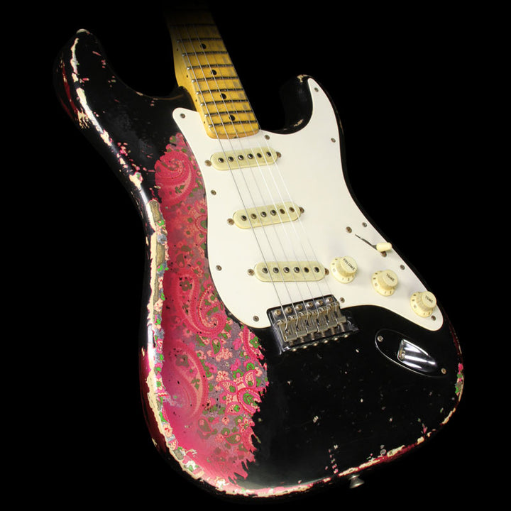 Fender Custom Shop 1960s Heavy Relic Stratocaster Electric Guitar Black on Pink Paisley