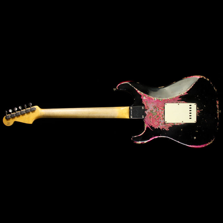 Fender Custom Shop 1960s Heavy Relic Stratocaster Electric Guitar Black on Pink Paisley