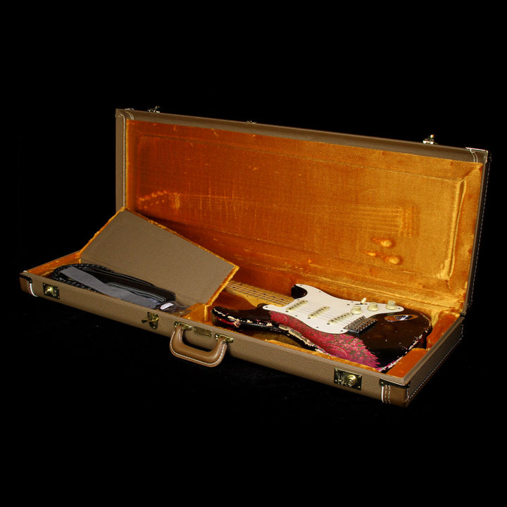 Fender Custom Shop 1960s Heavy Relic Stratocaster Electric Guitar Black on Pink Paisley