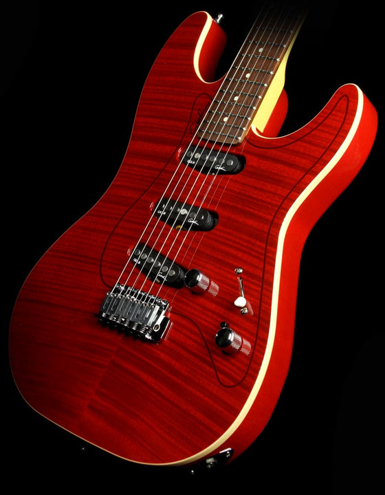 Used Godin Passion RG-3 Flame Top Electric Guitar Transparent Red High Gloss