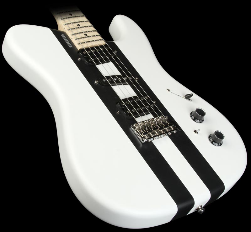 Used Tausch 665 Electric Guitar White w/Black Stripes — 1
