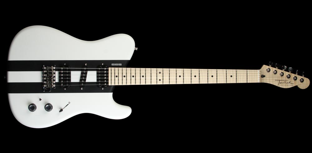 Used Tausch 665 Electric Guitar White w/Black Stripes — 2