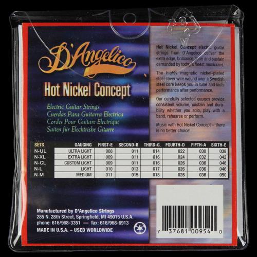 D'Angelico Electric Guitar String Set Hot Nickel Concepts Medium  (11-50)