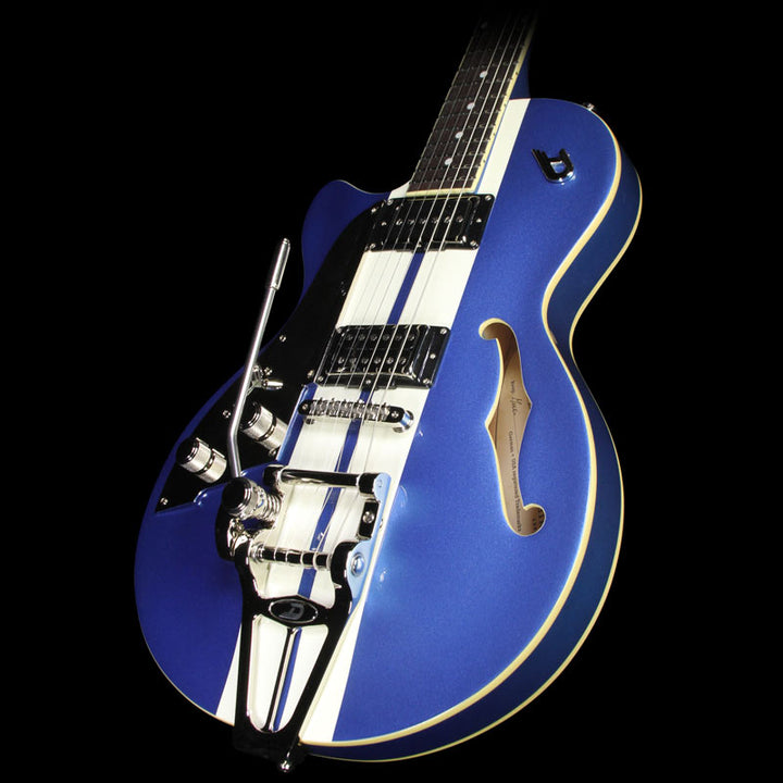 Used 2016 Duesenberg Mike Cambell Starplayer TV Left-Handed Electric Guitar Lake Placid Blue with White Stripes