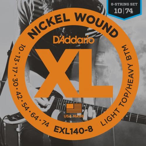 D'Addario EXL120-8 Nickel Wound  8-String Electric Guitar Strings (Regular Light 10-74)