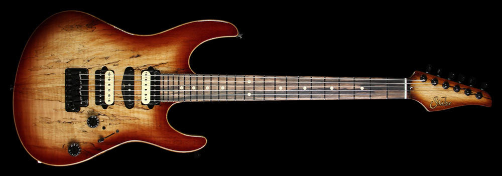 Used Suhr Modern Spalted Maple Electric Guitar Dark Brown Burst — 2
