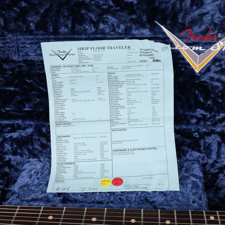 Fender Custom Shop 1969 Stratocaster Hardtail Heavy Relic Graffiti Yellow 2023