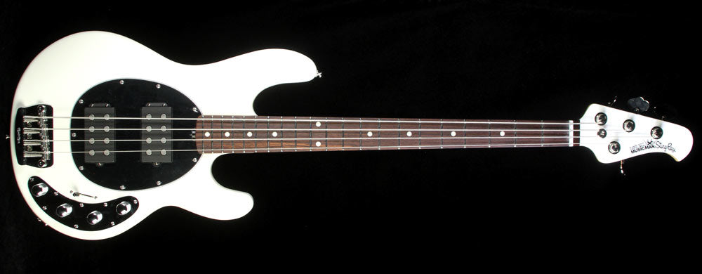 Ernie Ball Music Man Stingray HH Bass White with Matching Headstock — 2