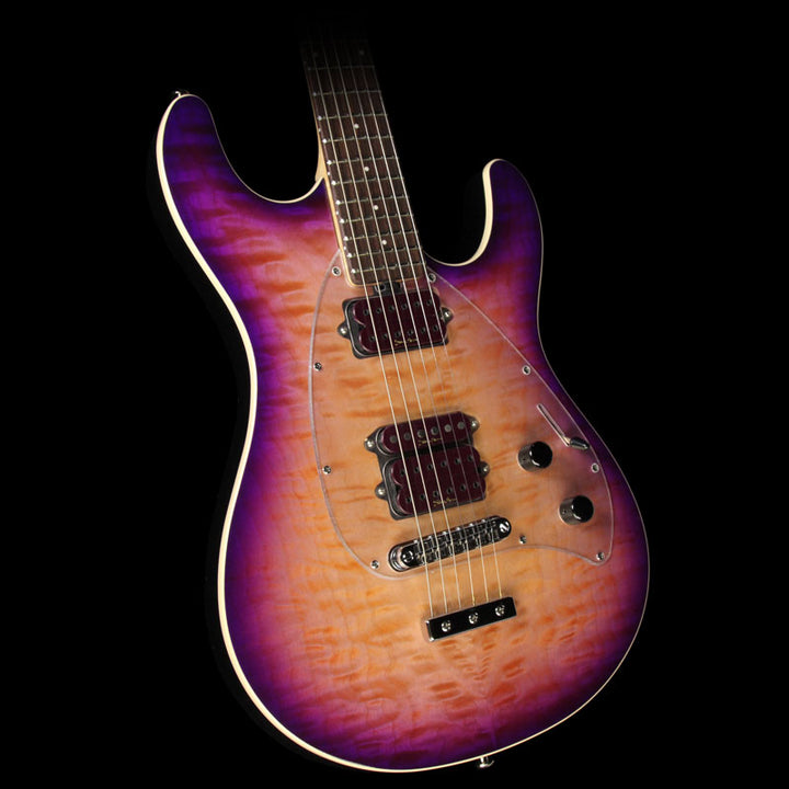 Ernie Ball Music Man Steve Morse Y2D Signature Quilt Top Electric Guitar Purple Sunset
