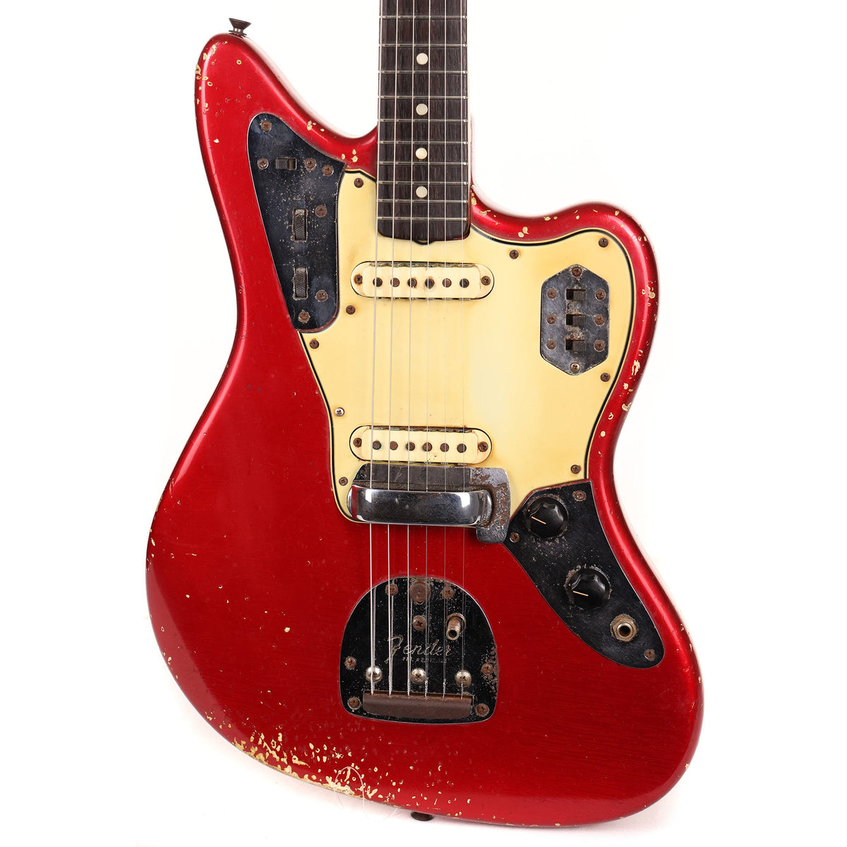 1965 Fender Jaguar Candy Apple Red with Matching Headstock — 1