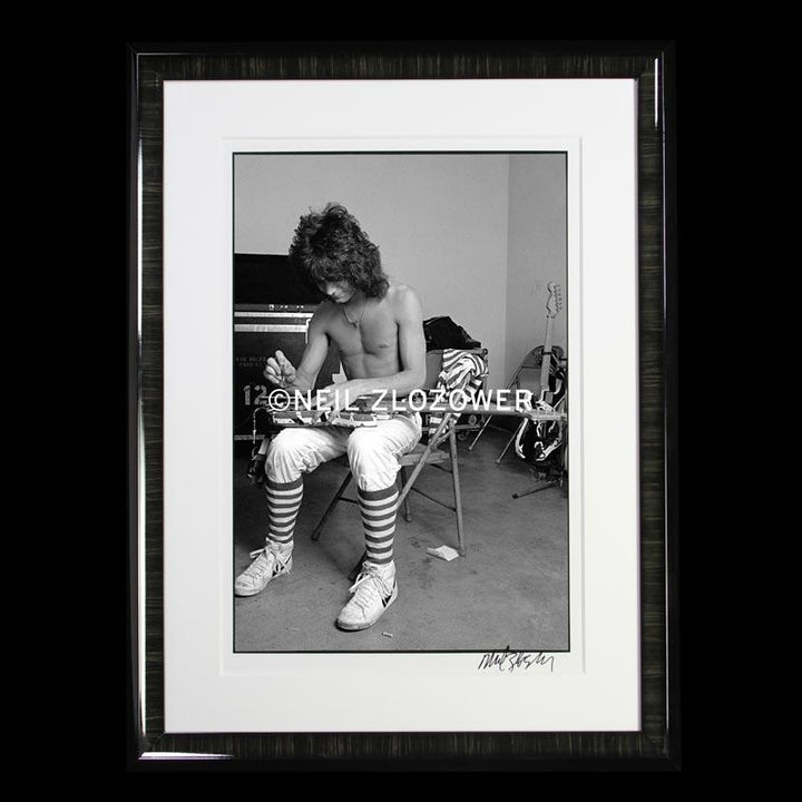 Eddie Van Halen Backstage Repair Custom Framed Photo By Neil Zlozower 20 x 24 1981