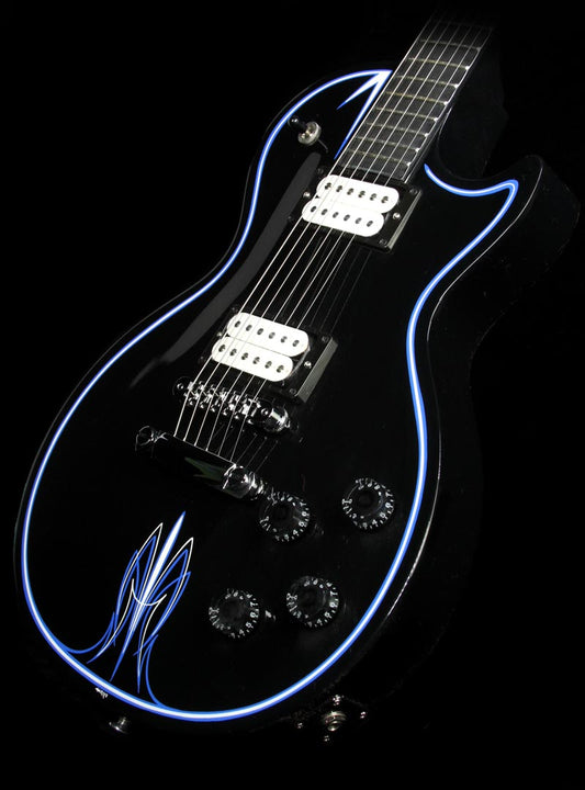 Gibson Les Paul Studio Hot Rod Electric Guitar Ebony with Blue and White Pinstripes